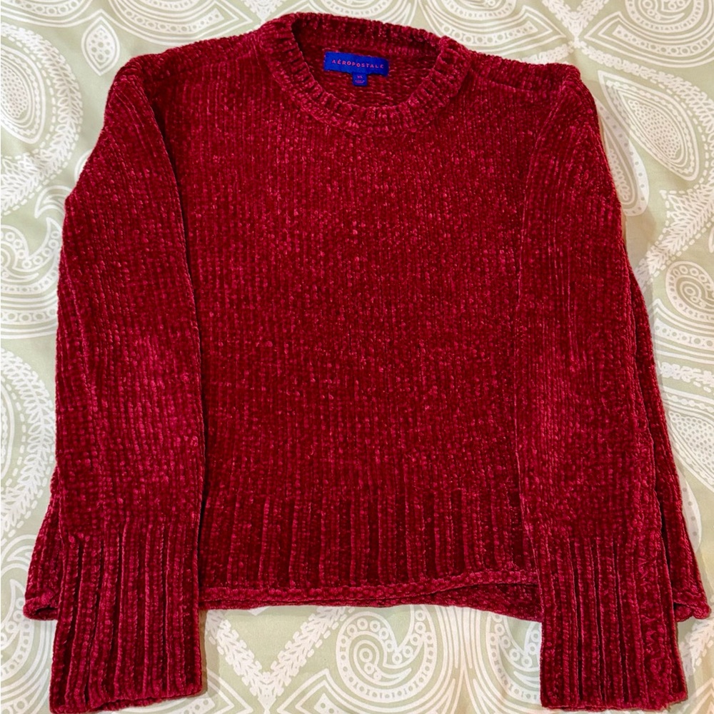 Aeropostale Women's Rich Red Chenille Sweater